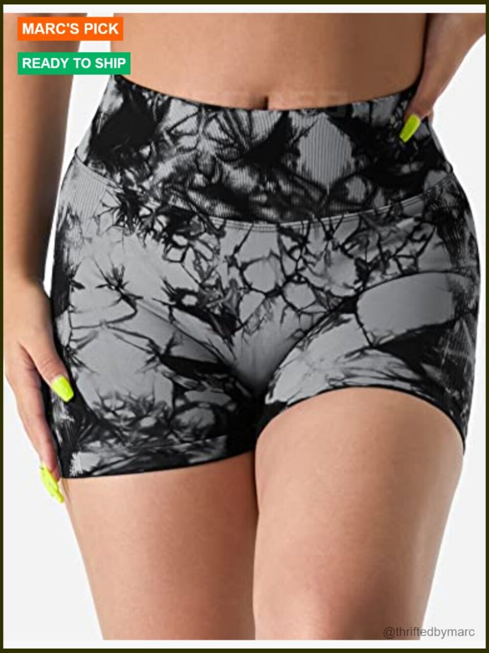High Waisted Scrunch Biker Shorts - Seamless Contour Gym Shorts - Picture 5 of 7